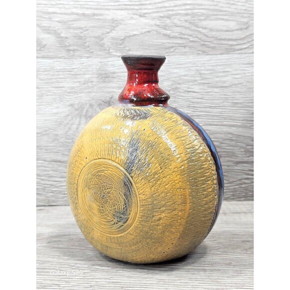 Vintage Pottery Vase Ceramic Abstarct Art Handmade Pot 6" Home Room Decor Gift - Picture 15 of 16